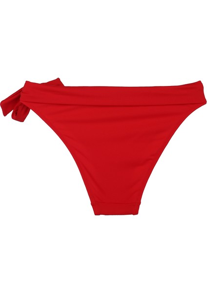 Kırmızı Dar Kalıp Bir Taraf Kalın Ip Bağcıklı Bikini Altı