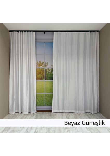 Donatti Beyaz Saten Güneşlik Düz Dikiş