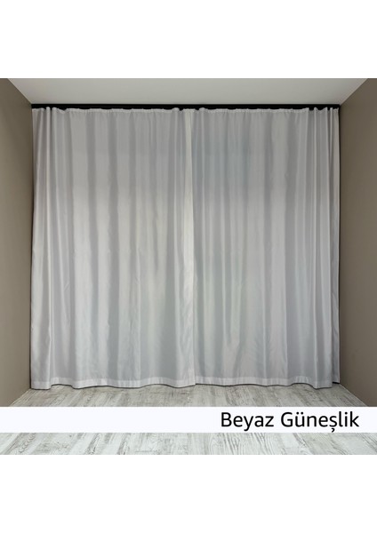 Donatti Beyaz Saten Güneşlik Düz Dikiş
