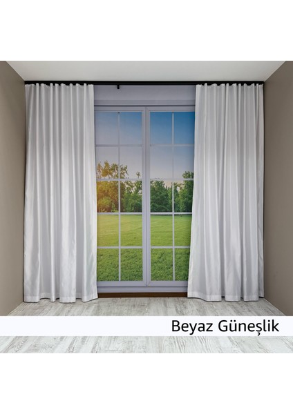 Donatti Beyaz Saten Güneşlik Düz Dikiş