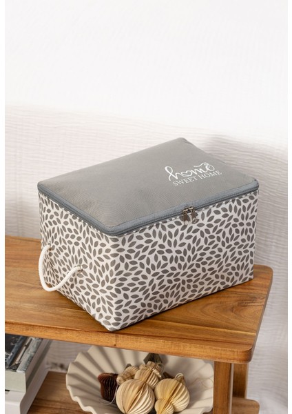 3'lü Gri Home Sweet Home Baskılı Küçük Boy Baza Altı, Valiz Düzenleyici Hurç / 30 x 22 x 18 fiyatları