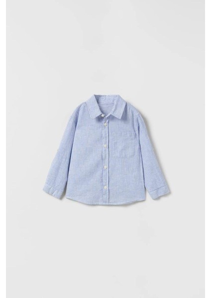 Erkek Çocuk Çizgili Gömlek Mavi
