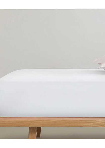 Düz Pamuklu Tek Kişilik Plus Lastikli Çarşaf Beyaz