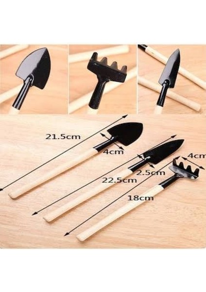 Mini Ahşap Bahçe Aletleri Seti (3 Parça): Saksı ve Balkon Bitkileri İçin fırsatları
