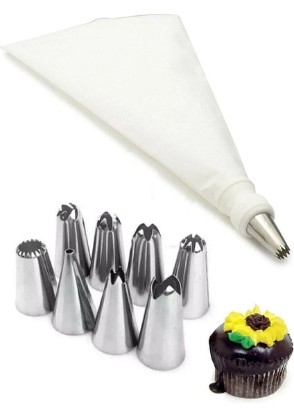 Metal 9 Duylu Krema Torbası Seti - 9 Uçlu Krema Sıkma Torbası