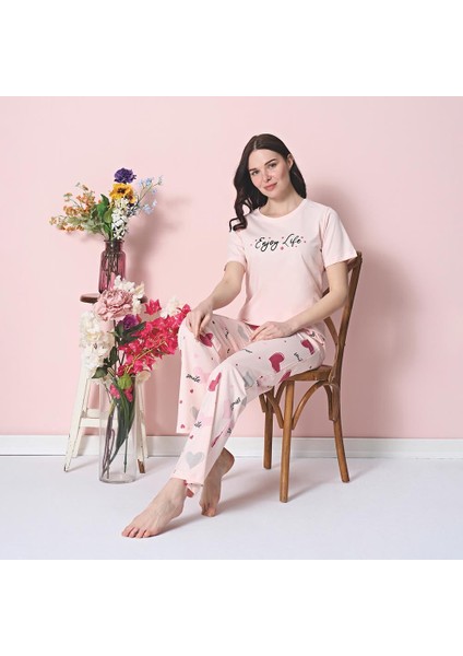 1851 Kadın Kısa Kol Süprem Yazlık Pijama Takım