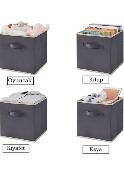 Dolap Içi Çamaşır ve Oyuncak Düzenleyici Kapaksız Saklama Kutusu | 30 x 30 x 30 cm (Gri)