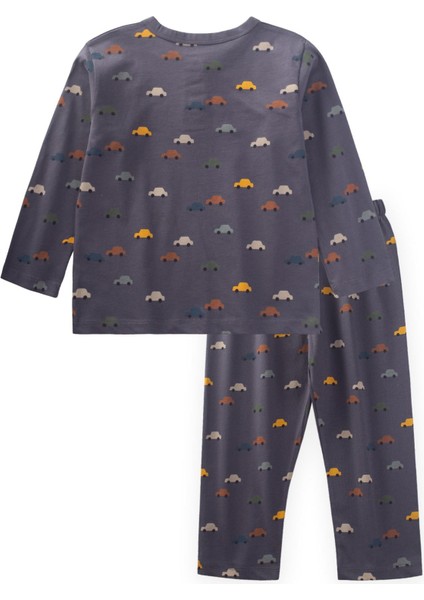 Desenli Pijama Takım 1-7 Yaş Gri