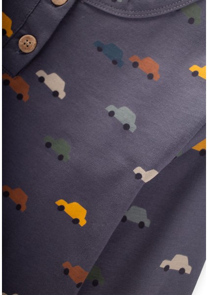 Desenli Pijama Takım 1-7 Yaş Gri