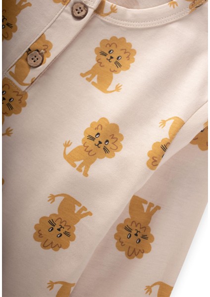 Desenli Pijama Takım 1-7 Yaş Ekru
