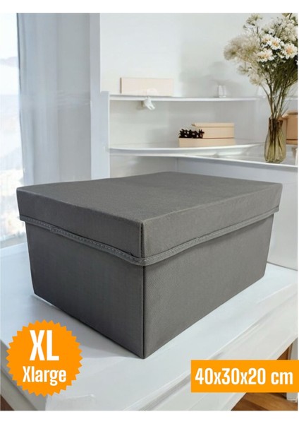 3 Adet Kapaklı Dolap Içi Düzenleyici Kutu Çok Amaçlı Saklama Kutusu x large 40 x 30 x 20 cm