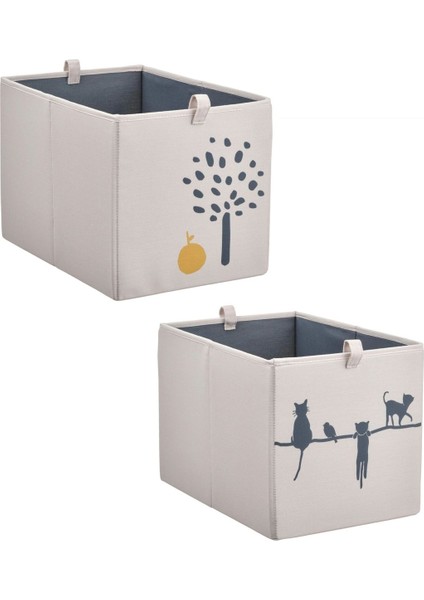 2 Parça Çocuk Odası Düzenleyici Kutu Seti 26 x 37 x 26 cm 2'li Set Düzenleme Saklama Kutusu