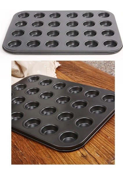 24'lü muffin kalıbı, kek ve tatlılar için ideal, dayanıklı ve kullanışlı.