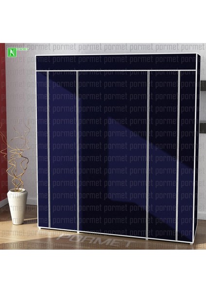 Lacivert Renk Bez Dolap Kumaş Katlanır Gardrop 160X45X130 cm fiyatları