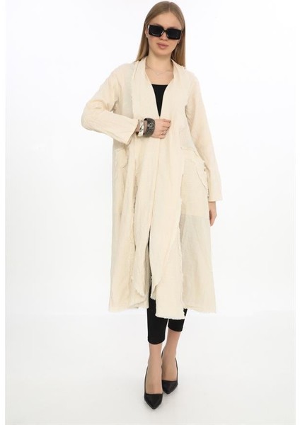 Bohomiyan Uzun Saçaklı Keten Kaftan & Kap fiyatları