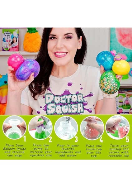 Doctor Squish Renkli Slime Yedeği 10LU Balon Seti