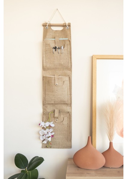 Jüt 3 Cepli Çok Amaçlı Askılı Duvar Tipi Dolap İçi Banyo Mutfak Düzenleyici Organizer 102x23 cm