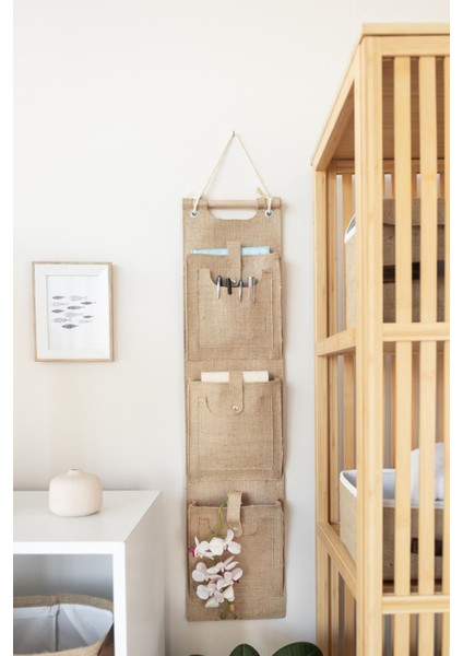 Jüt 3 Cepli Çok Amaçlı Askılı Duvar Tipi Dolap İçi Banyo Mutfak Düzenleyici Organizer 102x23 cm