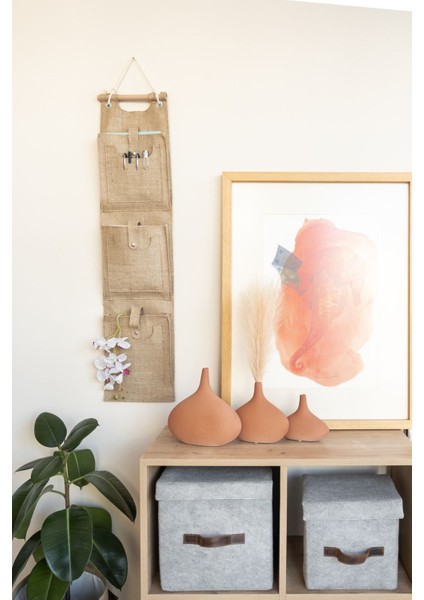 Jüt 3 Cepli Çok Amaçlı Askılı Duvar Tipi Dolap İçi Banyo Mutfak Düzenleyici Organizer 102x23 cm