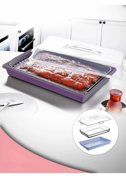 Dikdörtgen Kilitli Pasta Börek Borcam Taşıma ve Saklama Kabı 35CM fiyatları