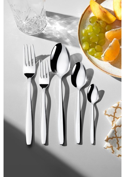 12 kişilik 60 parça şık ve kullanışlı çatal kaşık seti, modern ve zarif tasarım