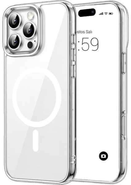 (Mika Magsafe) Apple iPhone 16 Pro Max Uyumlu Şeffaf Sert Mika Sararmaz Magsafe Ince Fit Kılıf