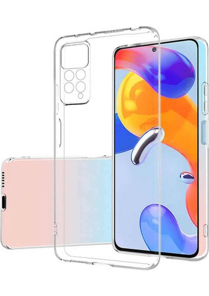 (Tıpalı Şeffaf) Redmi Note 11 Pro Kamera Koruyuculu Şarj Yeri Tıpalı Yumuşak Şeffaf Silikon Kılıf