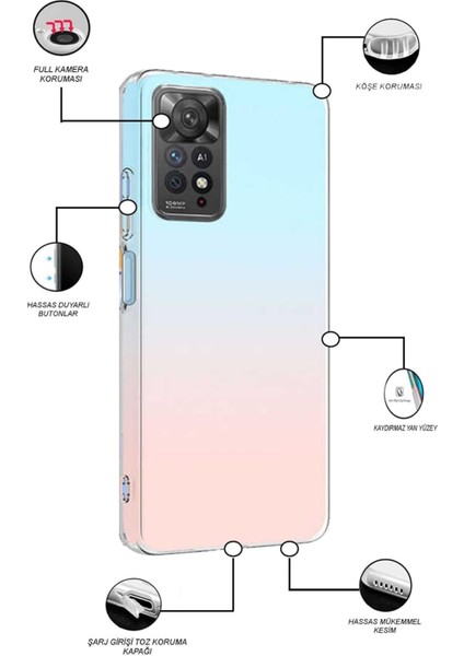 (Tıpalı Şeffaf) Redmi Note 11 Pro Kamera Koruyuculu Şarj Yeri Tıpalı Yumuşak Şeffaf Silikon Kılıf fiyatları