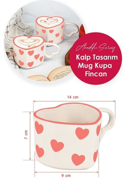 El Yapımı Seramik Kalp Tasarım Mug, Beyaz, Tekli, Sıcak İçecekler İçin Fincan