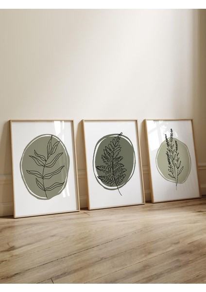 Minimalist Bitki Çerçeveli Tablo Seti,3 Lüçerçeveli Tablo