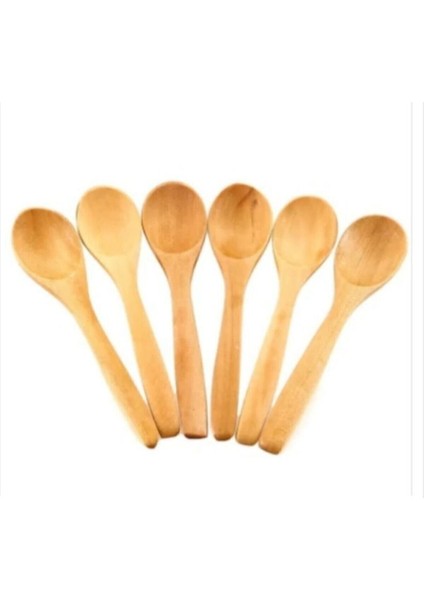 Bambu küçük tahta kaşık seti, 17cm, 6 adet, şık ve doğal tasarım