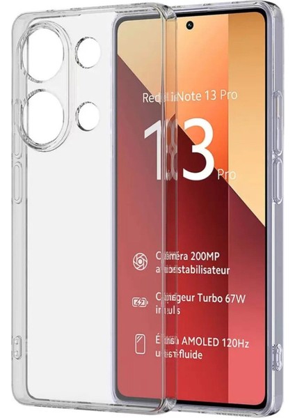 (Tıpalı Şeffaf) Xiaomi Redmi Note 13 Pro 4g Kamera Koruyuculu Şarj Yeri Tıpalı Yumuşak Silikon Kılıf