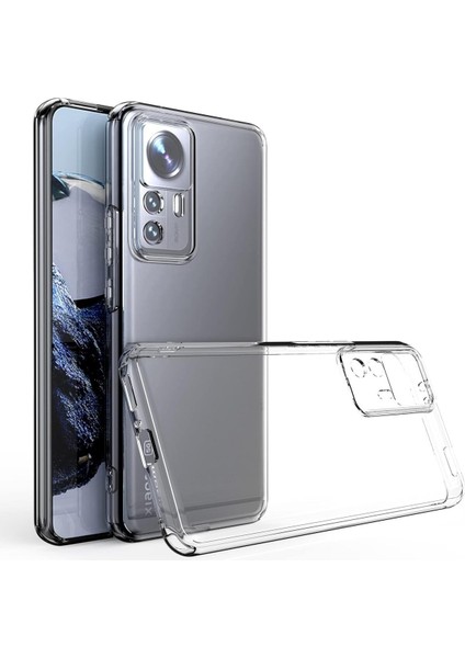 (Tıpalı Şeffaf) Mi 12T Pro Kamera Koruyuculu Şarj Yeri Tıpalı Yumuşak Şeffaf Silikon Kılıf