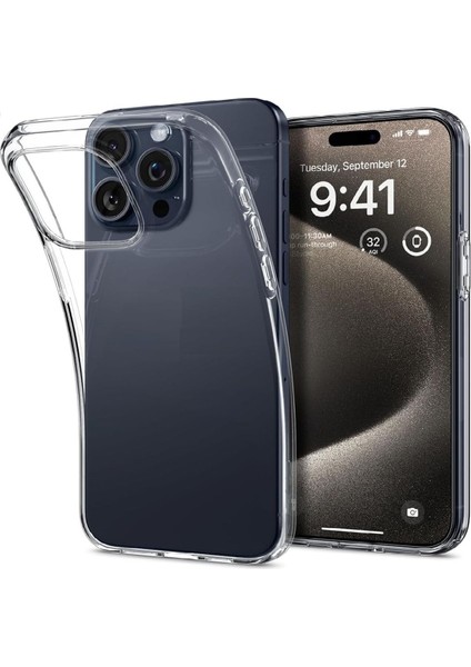 (2mm Şeffaf) Iphone 15 Pro Uyumlu Şeffaf Yumuşak Esnek Silikon Kılıf