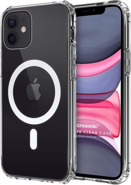 (Magsafe Kılıf) Iphone 11 Uyumlu Magsafe Wireless Kılıf Darbe Emici Şeffaf Silikon Kılıf
