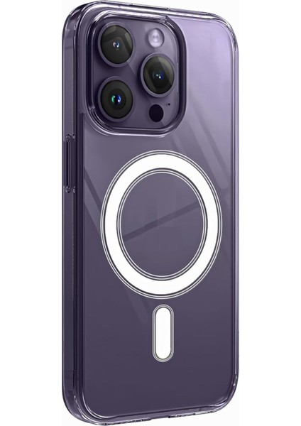 (Sert Mika Kılıf) iPhone 14 Pro Max Uyumlu Şeffaf Sert Mika Sararmaz Magsafe Ince Fit Kılıf