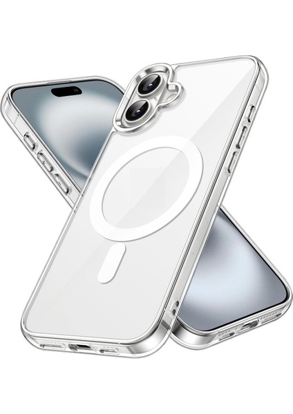 (Magsafe Kılıf) Iphone 16 Için Magsafe Özellikli Şeffaf Kılıf Wireless Darbe Emici Silikon Kılıf