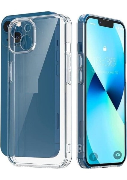 (Tıpalı Şeffaf) Iphone 13 Uyumlu Kamera Koruyuculu Şarj Yeri Tıpalı Yumuşak Şeffaf Silikon Kılıf