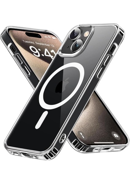 (Magsafe Kılıf) Iphone 14 Plus Uyumlu Magsafe Wireless Kılıf Darbe Emici Şeffaf Silikon Kılıf