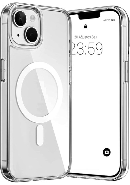 (Sert Mika Kılıf) iPhone 15 Uyumlu Şeffaf Sert Mika Sararmaz Magsafe Ince Fit Kılıf