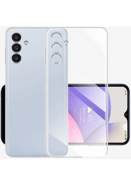 (Tıpalı Şeffaf) Samsung A14 Kamera Koruyuculu Şarj Yeri Tıpalı Yumuşak Şeffaf Silikon Kılıf