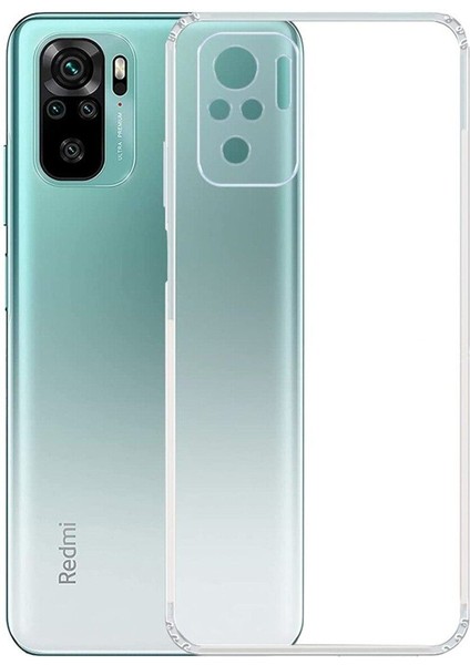 (Tıpalı Şeffaf) Xiaomi Redmi Note 10 Kamera Koruyuculu Şarj Yeri Tıpalı Yumuşak Şeffaf Silikon Kılıf