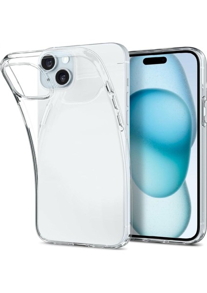 (2mm Şeffaf) Apple iPhone 15 Uyumlu Şeffaf Yumuşak Esnek Silikon Kılıf