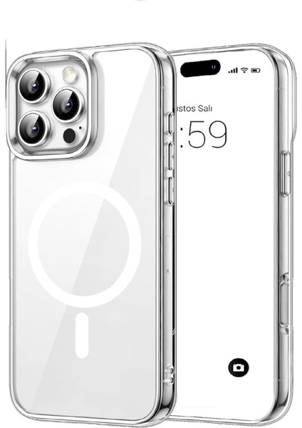 (Sert Mika Kılıf) Apple iPhone 16 Pro Uyumlu Şeffaf Sert Mika Sararmaz Magsafe Ince Fit Kılıf