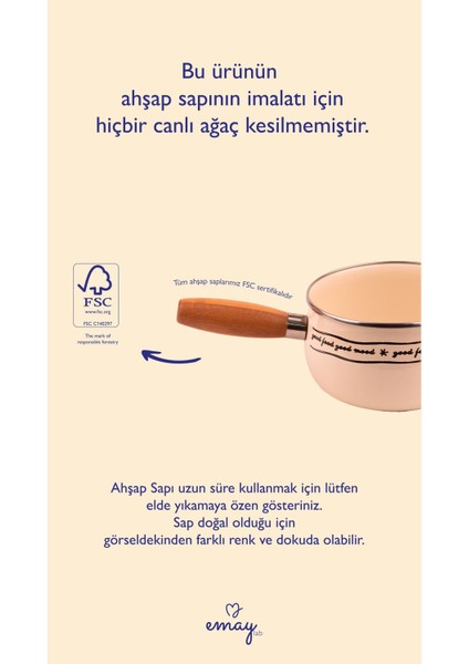 Cupid Ahşap Saplı Kalp Desenli Emaye Sos Tavası 16CM 1,3 Litre (Indüksiyon Dahil Tüm Ocaklara Uygun indirimleri