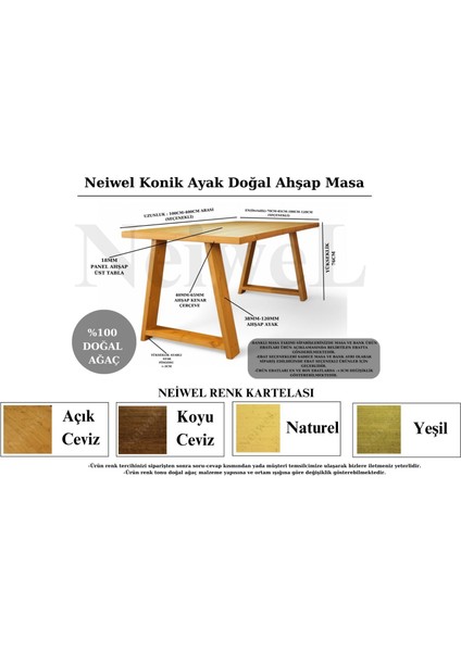 Aries Doğal Ahşap Mutfak ve Yemek MASASI-70-100