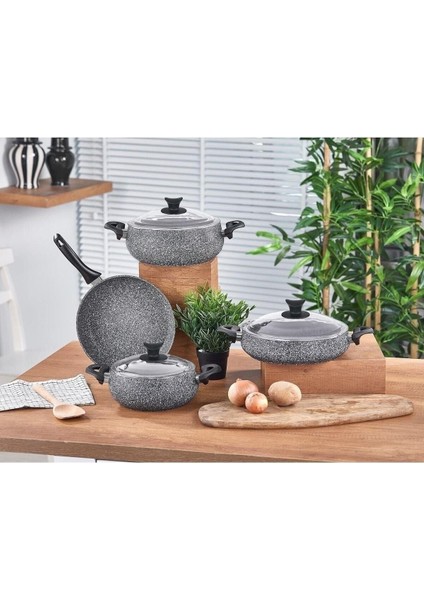 Taç Master Cook Tombik 7 Parça Tencere Seti Gri
