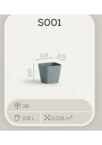 Kare Çiçek Saksısı 0,8 lt -Separetörlü