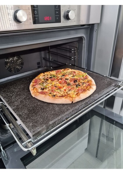 Doğal Bazalt Fırın Taşı - (30 x 40 cm) - Pizza Taşı, Ekmek Taşı, Mangal Taşı