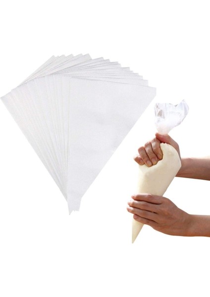 50 Adet Naylon Sıkma Poşeti, Pasta ve Kurabiye Süsleme, Krem ve Şanti Uygulama